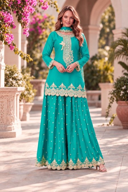 Rangoon Vol 2 By Aurraa Chinon Embroidery Designer Sharara Suits 